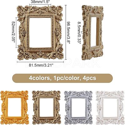 4Pcs 4 Colors Rectangle Retro Resin Photo Frames AJEW-FG0001-47-1