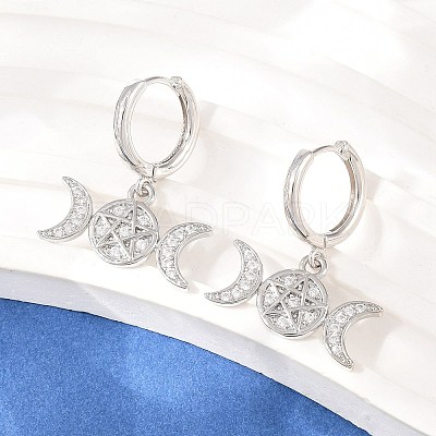 Brass Micro Pave Cubic Zirconia Hoop Dangle Earrings EJEW-G471-52P-1