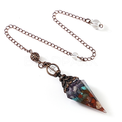 Gemstone & Resin Hexagonal Pointed Dowsing Pendulums PW-WG7D05E-16-1
