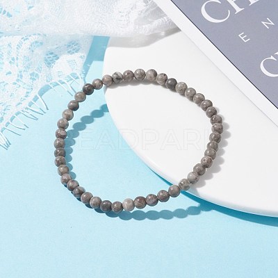 4.5mm Round Natural Maifanite/Maifan Stone Beads Stretch Bracelet BJEW-JB07088-04-1