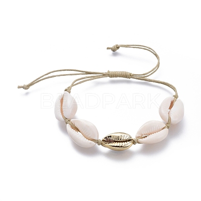 Adjustable Waxed Cotton Cord Braided Bead Bracelets X-BJEW-JB05121-02-1