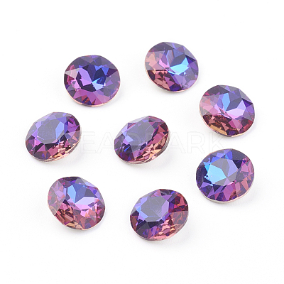 Pointed Back & Back Plated Glass Rhinestone Cabochons RGLA-J012-8mm-001VB-1