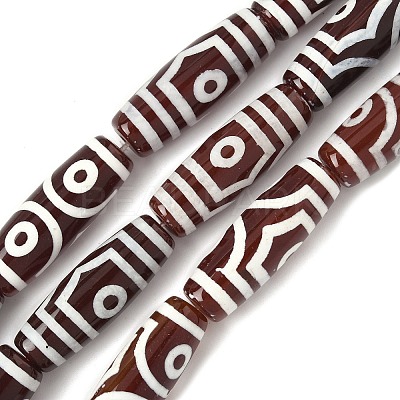 Rice Shape Tibetan Style dZi Beads Strands G-A269-A23-01-1