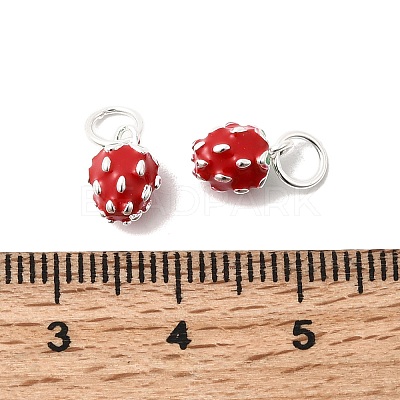 925 Sterling Silver Enamel Red Strawberry Charms STER-K188-01S-1