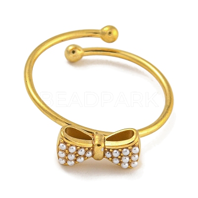 Bowknot 304 Stainless Steel Adjustable Ring for Women RJEW-U015-08G-1