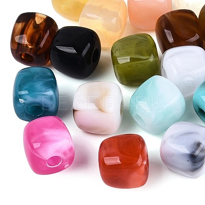 Two Tone Opaque Acrylic Beads OACR-Q205-04-1