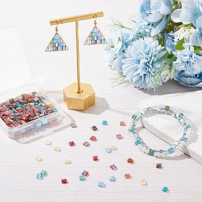 320Pcs 8 Style 2-Hole Glass Seed Beads SEED-SC0001-09-1