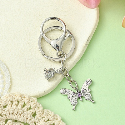 Alloy Rhineston and ABS Plastic Pearl Keychain KEYC-YW00028-02-1