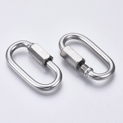Tarnish Resistant 304 Stainless Steel Screw Carabiner Lock Charms STAS-N087-25B-01-1