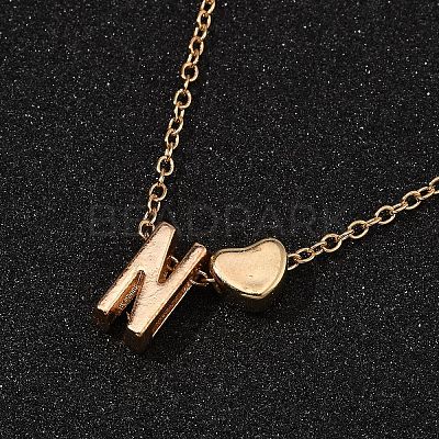 Alloy Letter Heart Pendant Necklaces for Women NJEW-FS0001-09N-1
