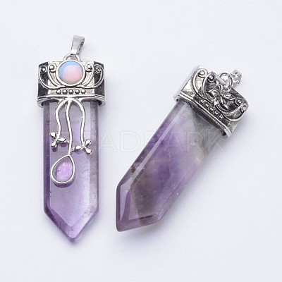 Natural Amethyst Big Pointed Pendants G-F340-05H-1