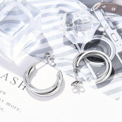 304 Stainless Steel Twist C-Shaped Stud Earrings for Women EJEW-C096-40P-1