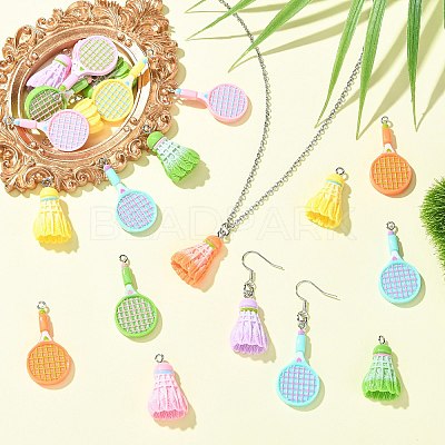 30Pcs 2 Styles Sports Opaque Resin Pendants RESI-CJ0005-35-1