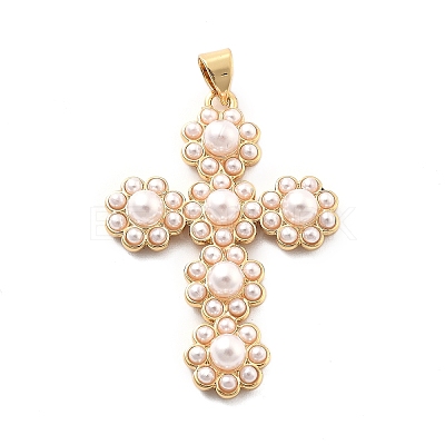 Rack Plating Brass with ABS Imitation Pearl X-KK-Q017-13G-1