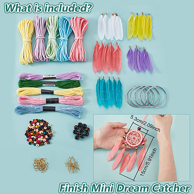DIY Woven Net/Web with Feather Making Kits DIY-GA0008-81-1