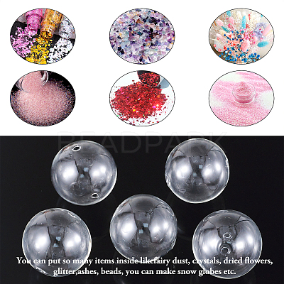 Handmade Two Holes Blown Glass Globe Beads BLOW-TA0001-02B-1