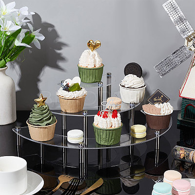 3-Tier Acrylic Semicircle Dessert Display Risers ODIS-WH0329-45-1