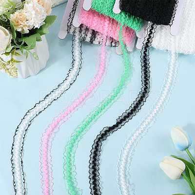 25M Nylon Elastic Pleated Lace Trim OCOR-CY0001-13A-1
