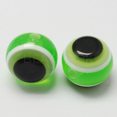 Round Evil Eye Resin Beads RESI-R159-10mm-03-1