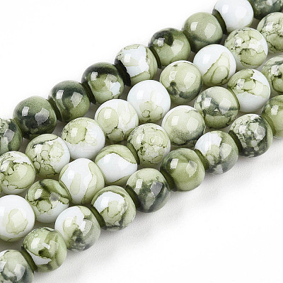 Baking Paint Glass Beads Strands X-DGLA-N003-8mm-C06-1