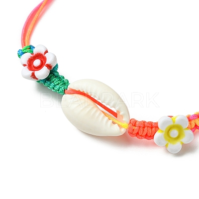 Natural Mixed Cowrie Shell Beads Braided Bead Bracelets BJEW-JB11786-1