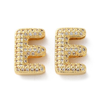 Rack Plating Brass Micro Pave Cubic Zirconia Slide Charms KK-C084-34G-E-1