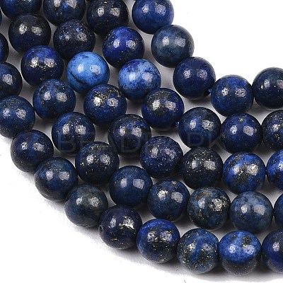 Dyed Natural Grade AA Lapis Lazuli Round Bead Strands G-M290-6mm-AA-1