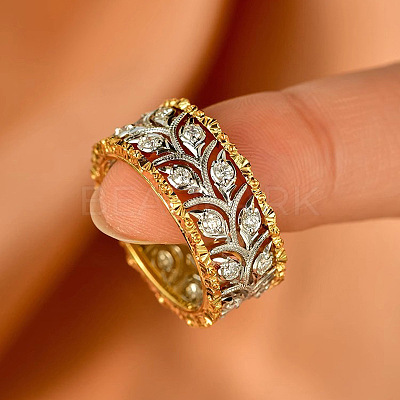 Brass Micro Pave Clear Cubic Zirconia Finger Rings FS-WG88BF1-03-1