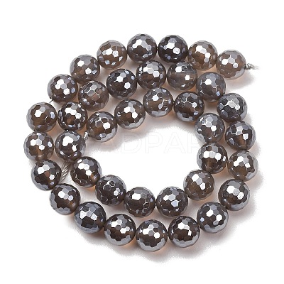 Electroplated Natural Agate Beads Strands G-B191-A07-10mm-05-1