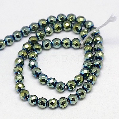 Electroplate Non-magnetic Synthetic Hematite Beads Strands G-J169B-4mm-06-1