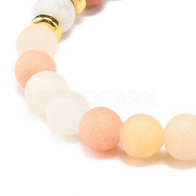 Natural Aventurine & Wood Round Beaded Stretch Bracelet BJEW-JB07805-1