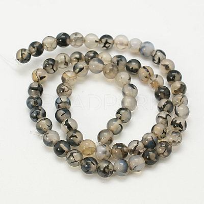 Natural Grey Agate Beads Strands G-G390-8mm-07-1