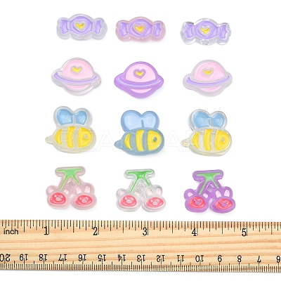24Pcs 12 Style Transparent Acrylic Beads MACR-FS0001-17-1