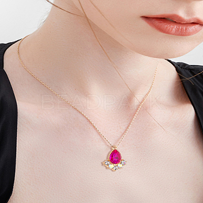 12Pcs 6 Colors Glass Rhinestone Pendants FIND-LP0004-18-1