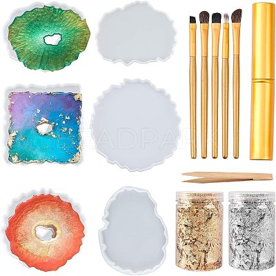 DIY Cup Mat Resin Casting Silicone Molds Kits DIY-OC0002-72-1
