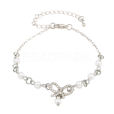 Alloy Micro Pave Clear Cubic Zirconia Bowknot Link Bracelets for Women AL-CBA3C8B-07A-P-1