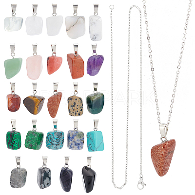 DIY Gemstone Pendant Necklaces Making Kits DIY-UN0001-83P-1