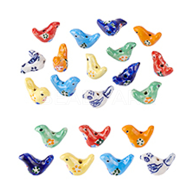14Pcs 7 Colors Handmade Porcelain Beads PORC-PH0001-46-1