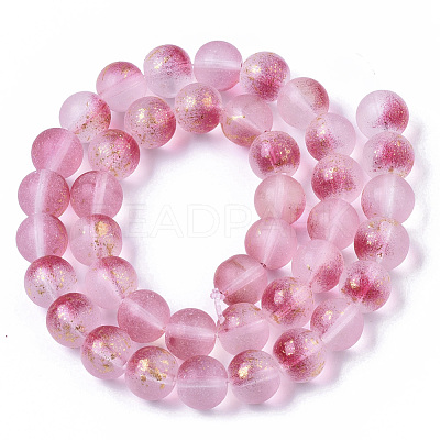 Frosted Spray Painted Glass Beads Strands X-GLAA-N035-03D-C04-1