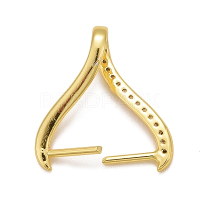 Rack Plating Brass Micro Pave Cubic Zirconia Ice Pick Pinch Bails LS-KK-B056-01G-1