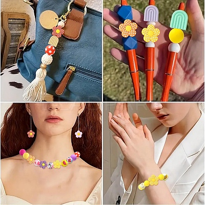30Pcs 5 Styles Silicone Focal Beads SIL-YW0002-21A-1