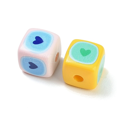 Opaque Printed Acrylic European Beads AC-CBADA7D-14-1