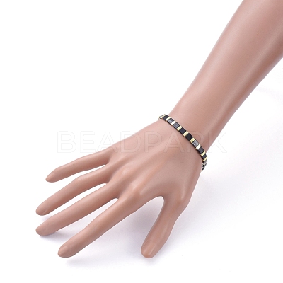 Rectangle Glass Seed Beads Stretch Bracelets BJEW-JB05297-01-1