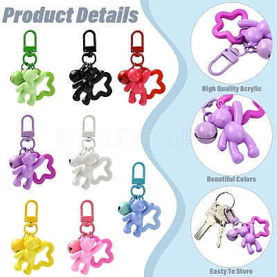 8Pcs 8 Styles Alloy & Acrylic Pendant Decorations HJEW-YW00534-1