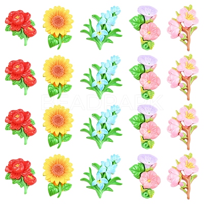 25Pcs 5 Styles Opaque Resin Cabochons RESI-FS0001-97-1