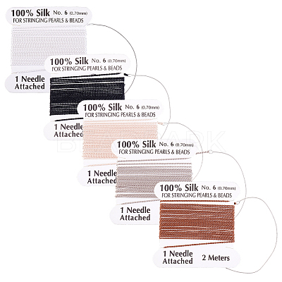10Pcs 5 Colors Pure Silk Cord OCOR-BBC0001-02-1