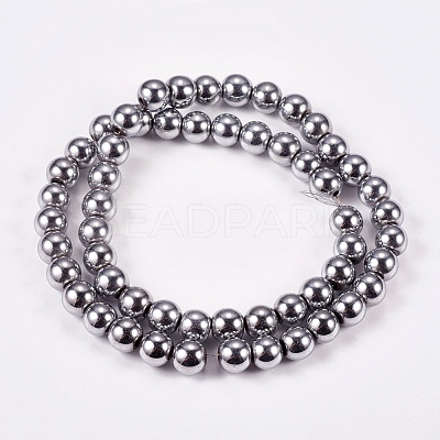 Electroplate Non-magnetic Synthetic Hematite Beads Strands X-G-J169A-8mm-02-1