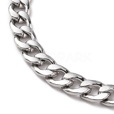 Tarnish Resistant Men's Fashionable 304 Stainless Steel Cuban Link Chain Bracelets BJEW-JB05657-02-1