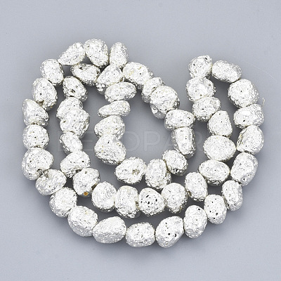 Electroplated Natural Lava Rock Beads Strands G-S352-29S-1
