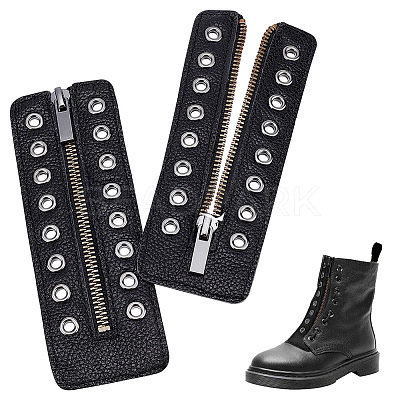 PU Leather Lace-in Boot Zipper Inserts DIY-WH0387-37B-02-1